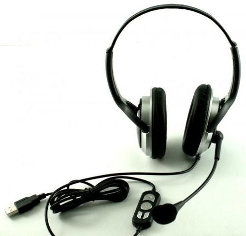 אוזניות סטריאו חוטיות Gold Touch USB  עם מיקרופון