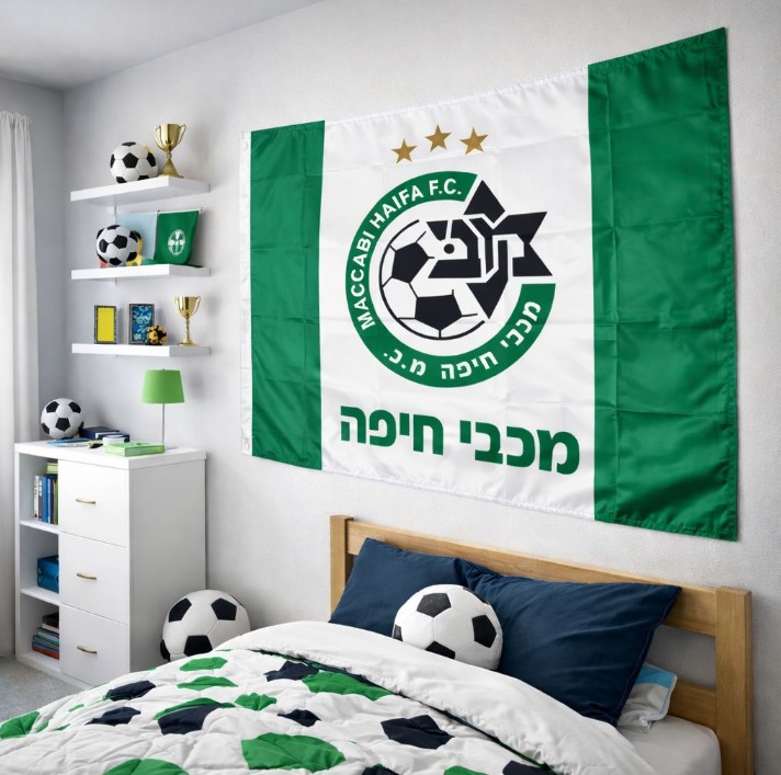 דגל מכבי חיפה גודל 150/90 ס"מ