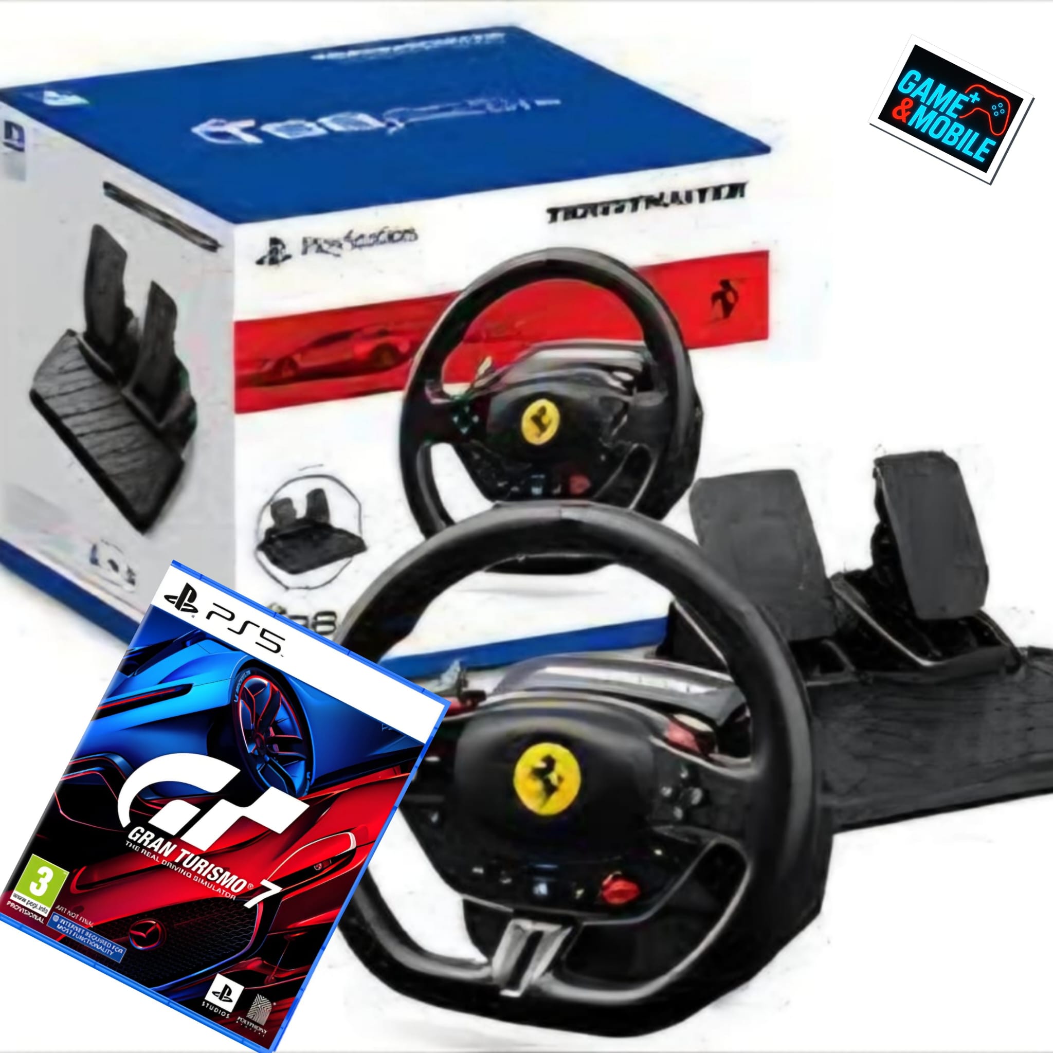 הגה THRUSTMASTER T98 FERRARI 296 GTB PS4/PS5/PC + GAME GRAN TURISMO 7 PS5
