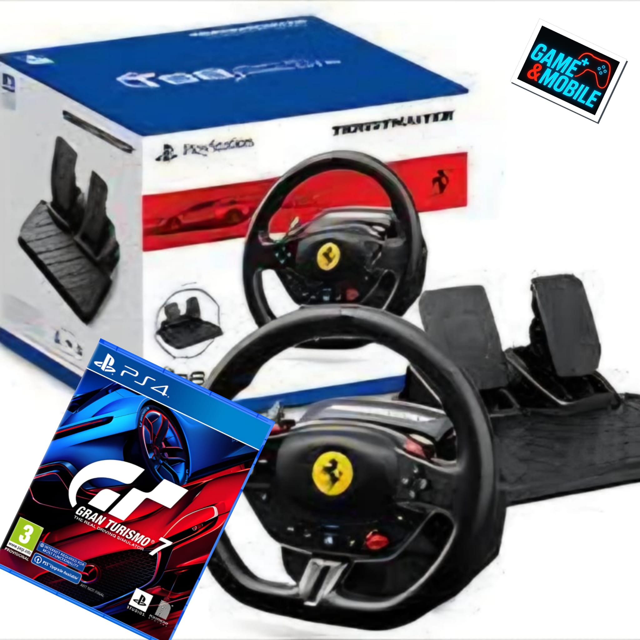 הגה THRUSTMASTER T98 FERRARI 296 GTB PS4/PS5/PC + GAME GRAN TURISMO 7 PS4