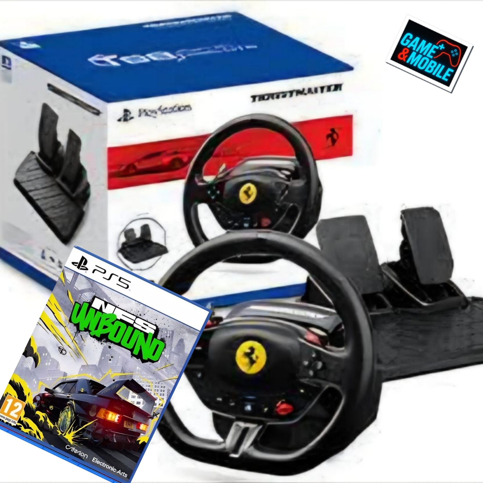הגה THRUSTMASTER T98 FERRARI 296 GTB PS4/PS5/PC + GAME NEED FOR SPEED UNBOUND PS5