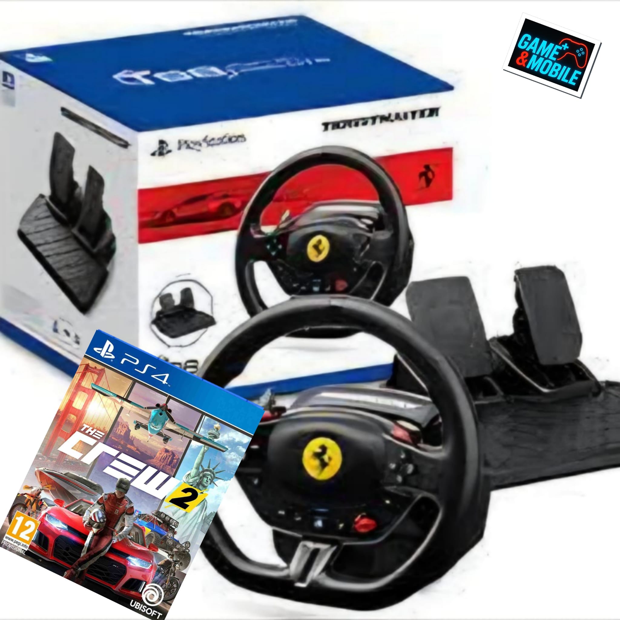 הגה THRUSTMASTER T98 FERRARI 296 GTB PS4/PS5/PC + GAME THE CREW 2 PS4