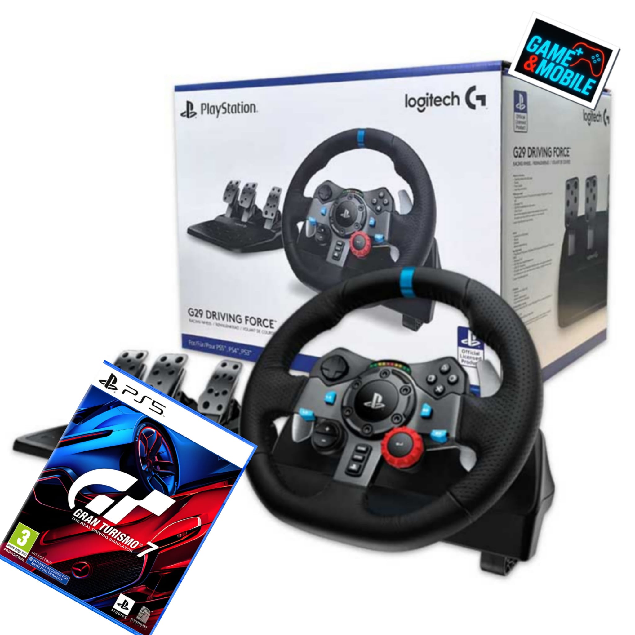 LOGITECH DRIVING FORCE G29 + GAME GRAN TURISMO 7 PS5 הגה