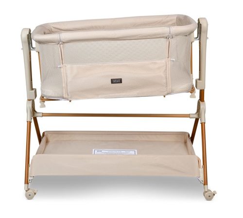 עריסה נצמדת מתנדנדת בשילוב דמוי עץ דגם Bebe Woodlike צבע בז