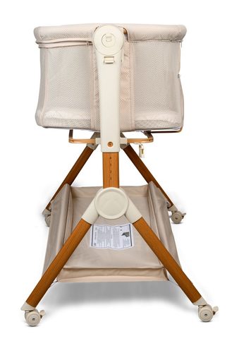 עריסה נצמדת מתנדנדת בשילוב דמוי עץ דגם Bebe Woodlike צבע בז