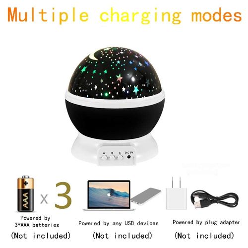 מקרן כוכבים וירח מסתובב לחדר ילדים עם 12 מצבי תאורה צבעוניים - ורוד