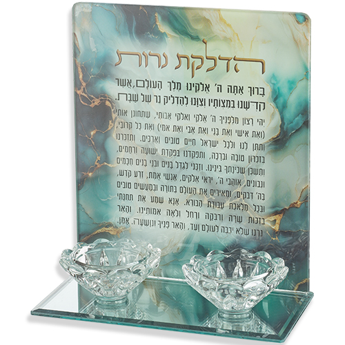 פמוטים קלאסיים זכוכית עם מגש קריסטל לשולחן הקודש