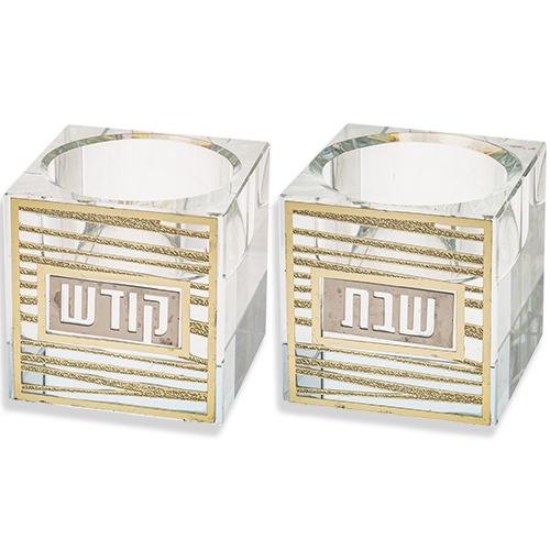 פמוטי שולחן קריסטל מעוצבים עם עיטור "טבעי"