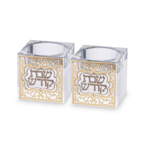 פמוטי קריסטל עם פלקטה מיוחדת