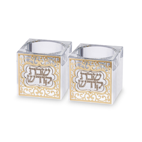 פמוטי קריסטל עם פלקטה מיוחדת