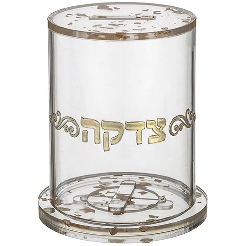 קופת צדקה נוצצת – עיצוב אקריליק זהב
