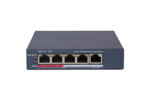 סוויץ/מתג 4+1 פורט 10/100/1000 POE CCTV מנוהל דגם DS-3E1505P-EI_M מבית HikVision