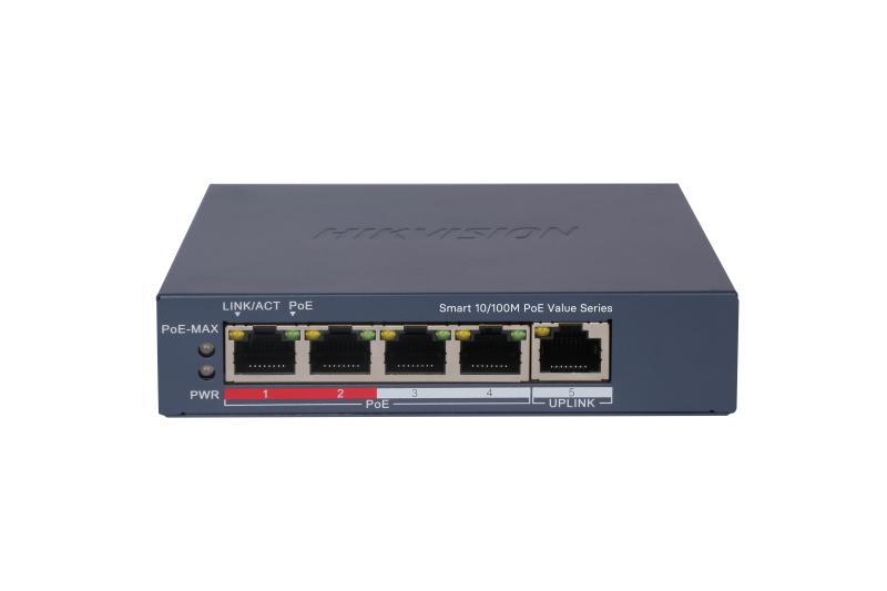 סוויץ/מתג 4+1 פורט 10/100/1000 POE CCTV מנוהל דגם DS-3E1505P-EI_M מבית HikVision