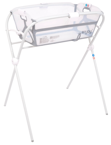 אמבטיה מתקפלת ENJOY עם מנגנון נעילה ופקק ריקון - אפור