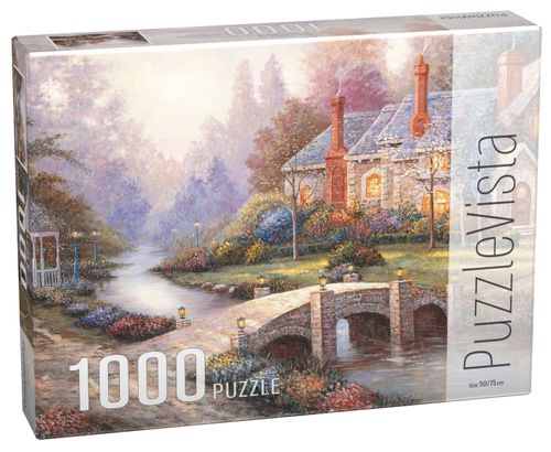 פאזל 1000 חלקים - גשר אבן ובית כפרי