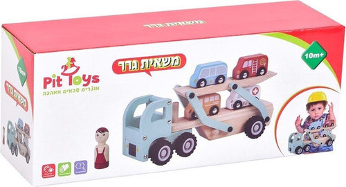 משאית גרר + רכבים מעץ