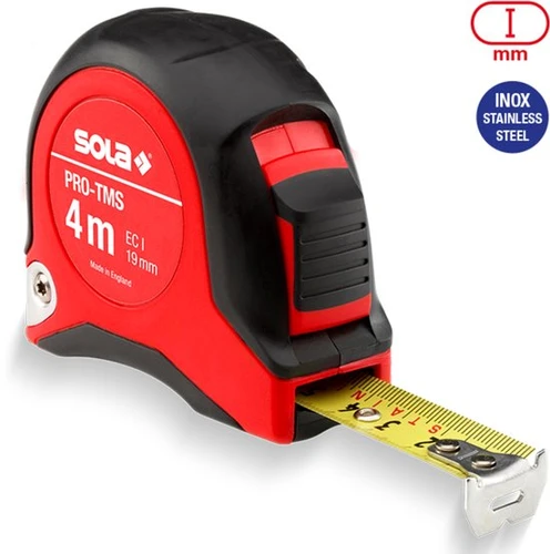 סרט מדידה 4 מ׳ × 19 ממ PRO‑TMS דגם 50029501 סרט עשוי נירוסטה