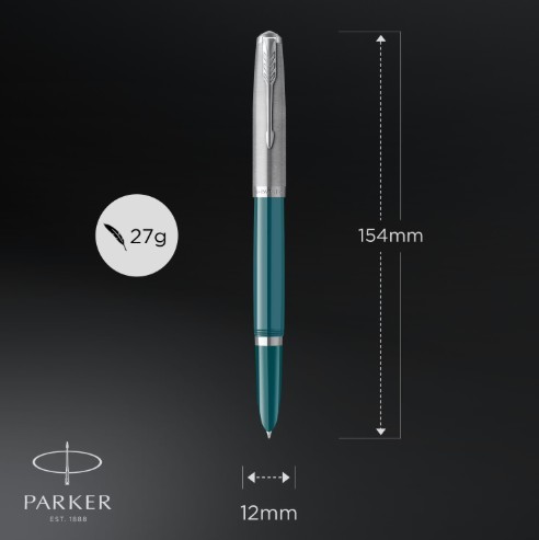 עט נובע יוקרתי, דגם PARKER 51 צבע TEAL BLUE
