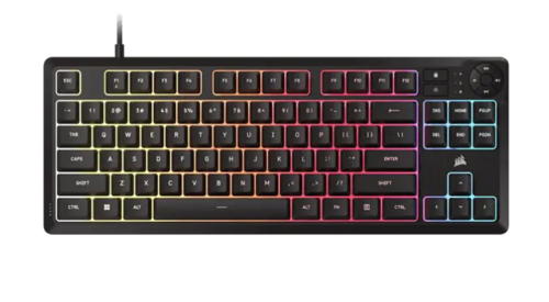 מקלדת גיימינג חוטית K55 CORE TKL RGB עם תאורת RGB צבעונית ועיצוב קומפקטי