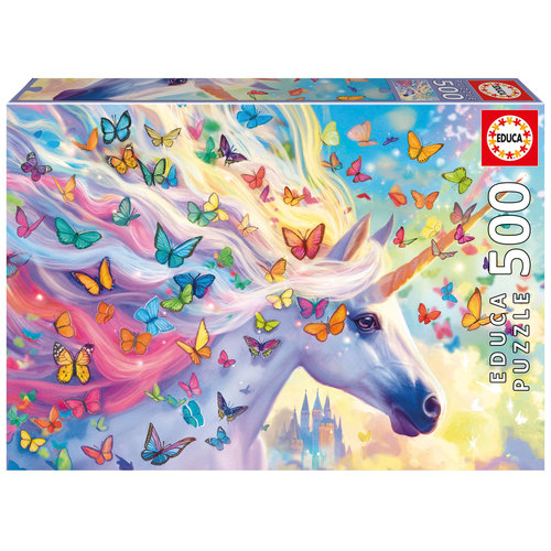 פאזל 500 חלקים - חד קרן עם פרפרים