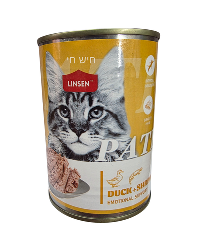 לינסן שימורים לחתול פטה לובסטר ברווז ושרימפס 375 גרם
