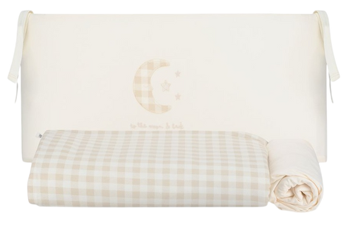 סט מצעים למיטת תינוק 3 חלקים 100% כותנה ג'רזי מקולקציית Wonderland - שמנת מודפס