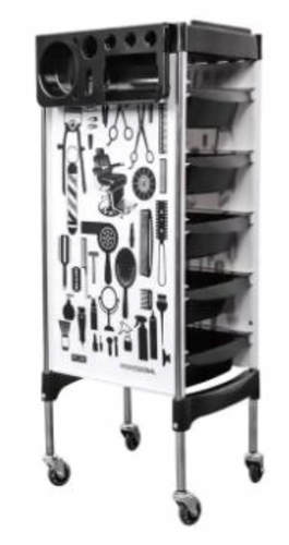 עגלת שירות מעוצבת צבע לבן  דגם BarberPRO- X11-6 
