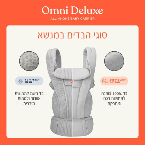 מנשא אוורירי ארגונומי לתינוק מגיל לידה דגם דלוקס Omni Deluxe Mesh צבע Onyx-black