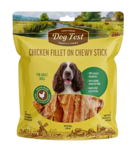 מארז חסכון דוג פסט פילה עוף על מקל לעיסה 500 גר' dog fest