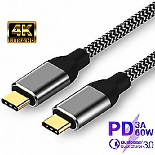 כבל טייפ סי Protec DM263 4K 60W 1M עגינה דאטה ותצוגה פרוטק DM-263