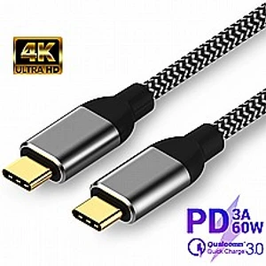 כבל טייפ סי Protec DM263 4K 60W 1M עגינה דאטה ותצוגה פרוטק DM-263