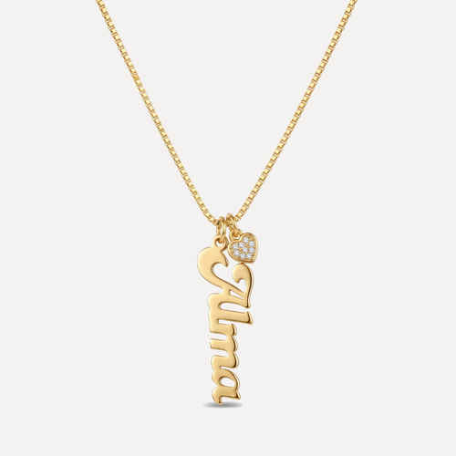 שרשרת שם תלוי עם צ'ארם לב