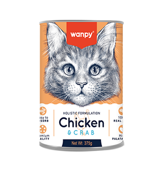 וונאפי מזון רטוב פטה עוף וסרטן לחתול 375 גרם Wanpy Chicken & Crab