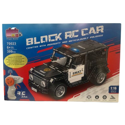 ג'יפ משטרה להרכבה נטען 488 חלקים ושלט RC רחוק - Pingao Blocks 70023 1:16