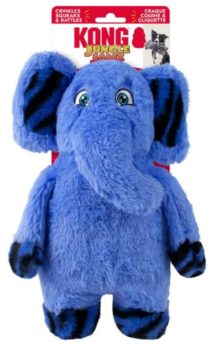 משחק לכלב בובת קונג ג'מס פיל גדול - Kong Jungle Jamz Elephant Big Sqeaker Crinkly Rattles Plush 