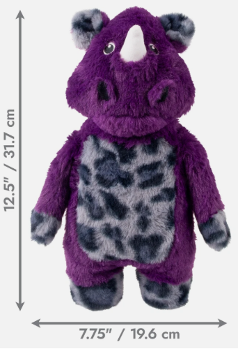 משחק לכלב בובת קונג ג'מס קרנף גדול - Kong Jungle Jamz Rhino Big Sqeaker Crinkly Rattles Plush 