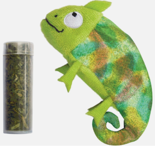 משחק לחתול בובת קונג זיקית עם מילוי קטניפ - Kong Refillables Chameleon with Catnip Plush Cat 