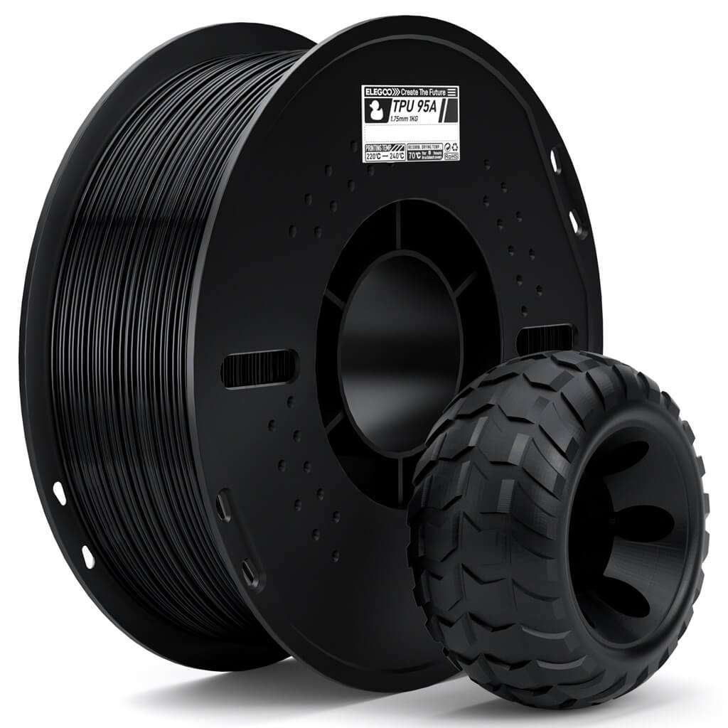 פילמנט גמיש שחור 1 ק"ג גרם 1.75 מ"מ- ELEGOO TPU 95A Black