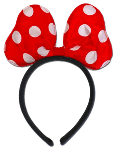 קשת עכברה סרט אדום עם נקודות לבנות