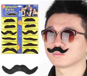 סט 12 שפמים מלאכותיים להדבקה עצמית לתחפושות ולאירועים