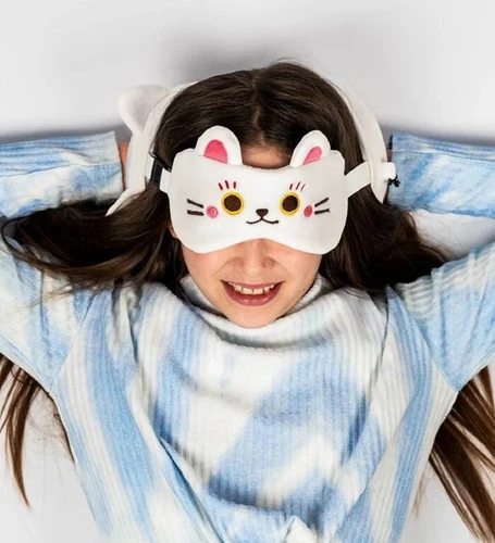 כרית נסיעות עם כיסוי עיניים חתול מזל Relaxeazzz