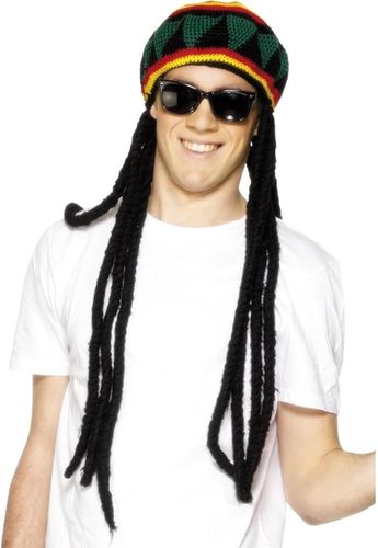 כובע ראסטות צבעוני ומדליק לתחפושת ג'מייקנית למבוגרים