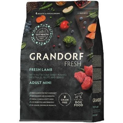  גרנדורף פרש כבש ובטטה מיני מזון הוליסטי והיפואלרגני ללא דגנים עם פרוביוטיקה חיה לכלבים בוגרים 3 ק