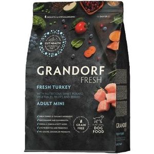  גרנדורף פרש הודו ובטטה מזון הוליסטי והיפואלרגני ללא דגנים עם פרוביוטיקה חיה לכלבים בוגרים 3 ק"ג  GRANDORF FRESH