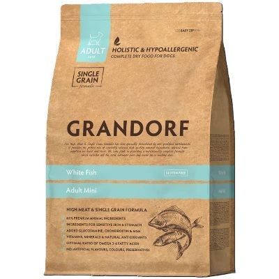 גרנדורף מיני דגים לבנים ואורז מזון הוליסטי והיפואלרגני לכלבים בוגרים מגזע קטן 3 ק