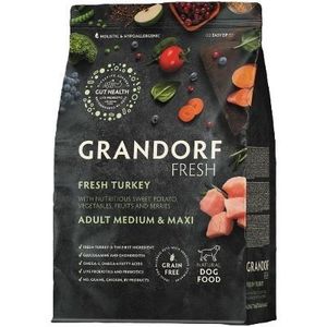 גרנדורף פרש הודו ובטטה מזון הוליסטי והיפואלרגני ללא דגנים עם פרוביוטיקה חיה לכלבים בוגרים 10 ק"ג  GRANDORF