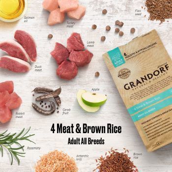 גרנדורף 4 סוגי בשר מזון הוליסטי והיפואלרגני לכלבים מדיום מקסי 10 ק