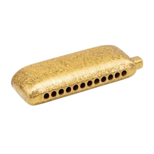 מפוחית כרומטית Kongsheng KB12 Shatterstar דגם KB12PRO בצבע זהב - מוצגת עם טכנולוגיית Shatter Tech הייחודית ודפוס סדקים קריסטליני לחוויית נגינה אישית