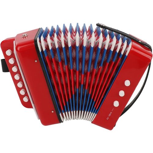 אקורדיון מיני לילדים Asixxsix דגם 7KEYS2BASS - כלי נגינה חינוכי עם 7 מקשים ו-2 בס, רצועת נשיאה ומדריך למידה למתחילים