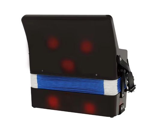 אקורדיון פסנתר חינוכי 17 מקשים 8 בס - מבט כללי על רקע לבן המציג את המקשים, כפתורי הבס והמפוח לילדים ומתחילים